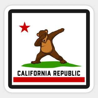 California Republic Flag Dabbing Bear Sticker